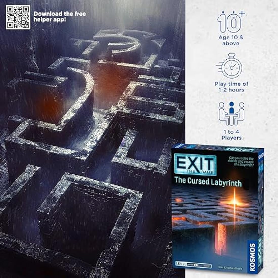 Thames & Kosmos | 692860 | EXIT: The Cursed Labyrinth | Level 2 out of 5 | Unique Escape Room Game | 1 -4 Players | Ages 10+, Black