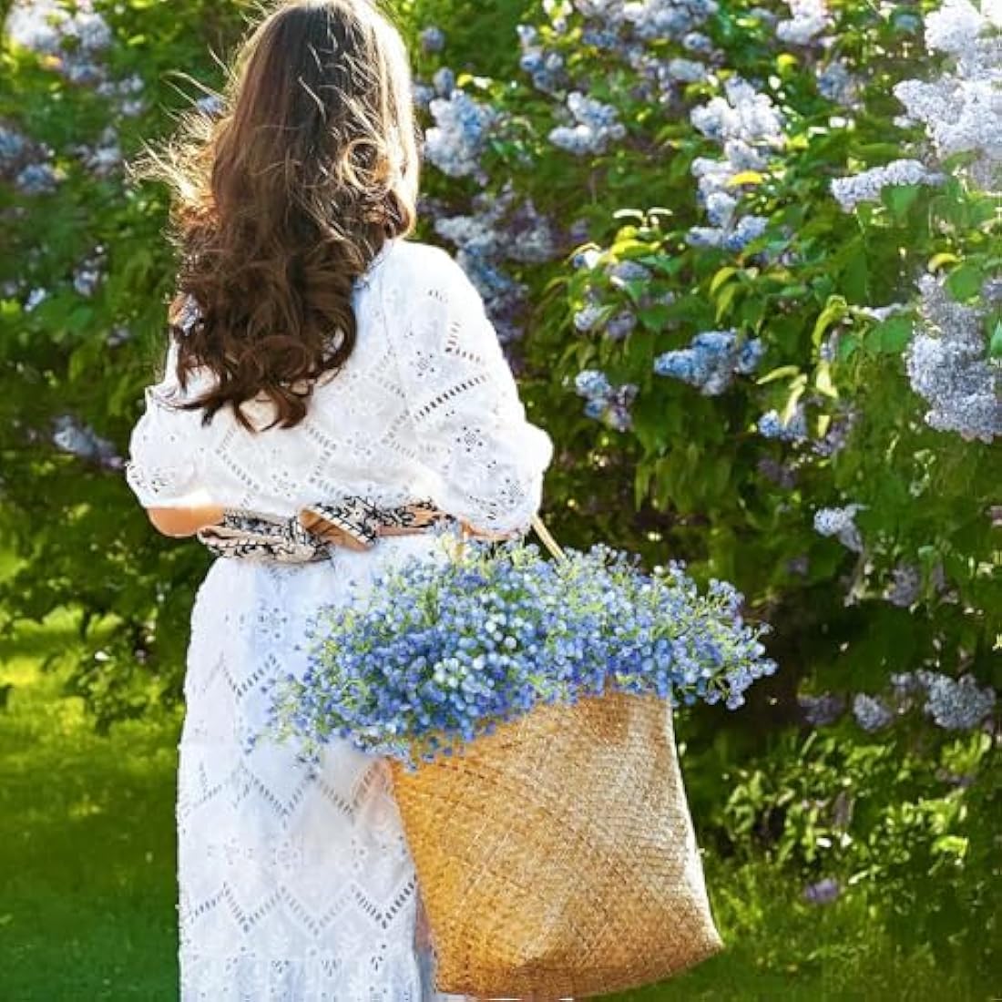 N&T NIETING Gypsophila Artificial Flowers, Baby Breath Flowers Artificial 10Pcs Fake Gypsophila for DIY Wedding Bouquet Party Table Centerpieces Flower Arrangements and Home Decor(Blue)
