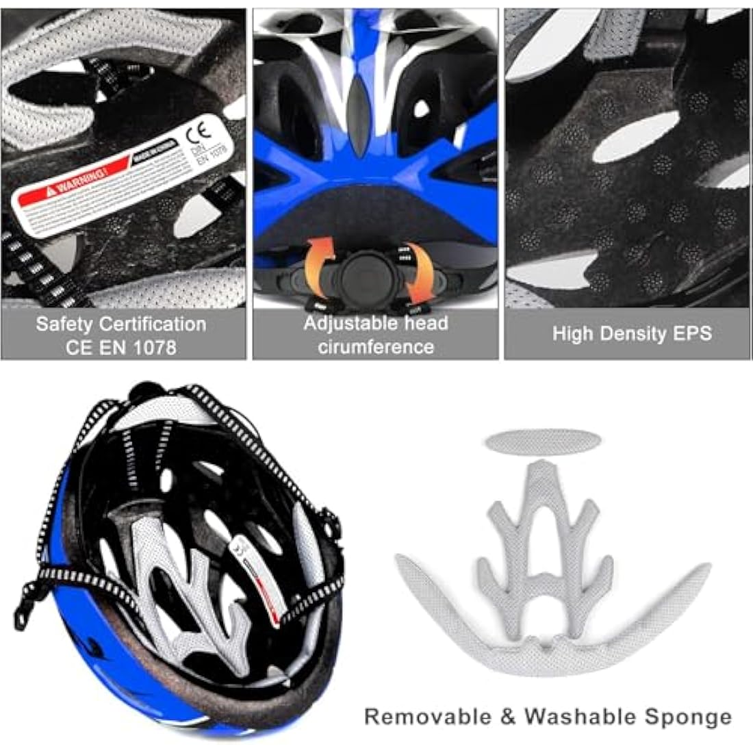 RaMokey Cycle Helmet, Lightweight Bicycle Helmet, Adjustable Mountain & Road Bike Helmets for Adults, 18 Vents with Adjustable Strap & Detachable Visor for Mens Womens(Head Sizes 58-62cm)
