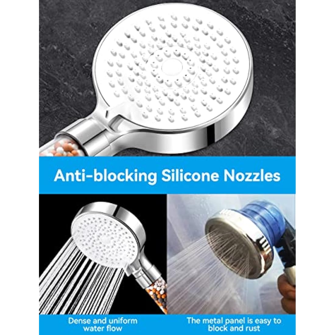 Magichome Shower Head, Upgraded Filter Shower Head High Pressure 5 Modes, Universal Hard Water Filter Showerhead with Extra Replaceable Accessories
