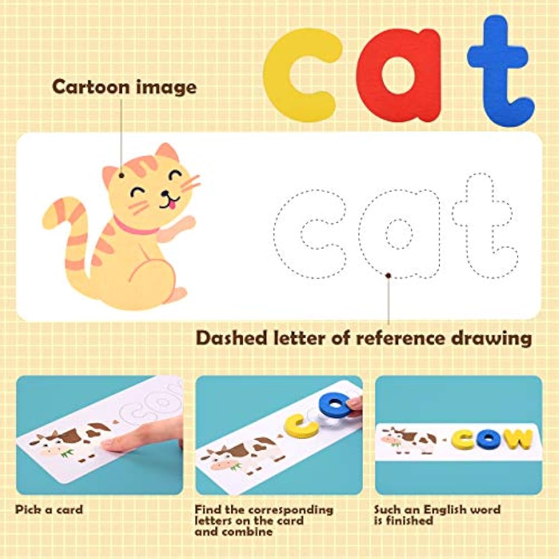 Qukir Spelling Games for 1 2 3 Year Olds, Alphabet Flash Cards Toys for 1-6 Year Old Girls Educational Toys for 2+ Year Olds Boys Kids Toys Age 2 3 4 5 6 Learning Games Spelling Words Matching Letter