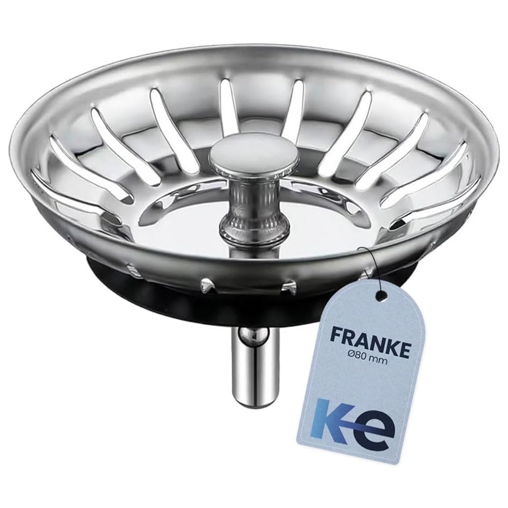 Anakel Home Kitchen Sink Plug Compatible with Franke | Universal Strainer Stopper, Stainless Steel, ?80 mm