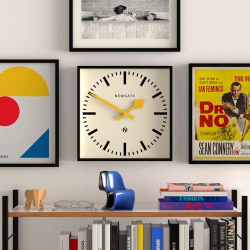NEWGATE Number Five Railway Wall Clock - Square Clock - Kitchen Clock - Office Clock - Retro Clock - Designer Clock - Station Clock - Marker Dial