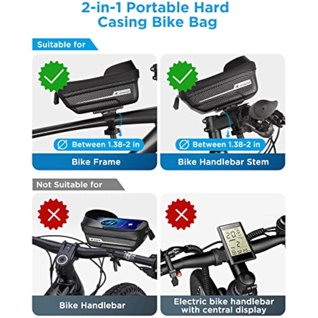 whale fall Newest Hard Casing Bike Bag, Gifts for Men, Waterproof Bike Phone Holder, Lightweight and Pressure-Resistant Bike Accessories with 0.25mm Sensitive Touchscreen for Phones up to 6.9''
