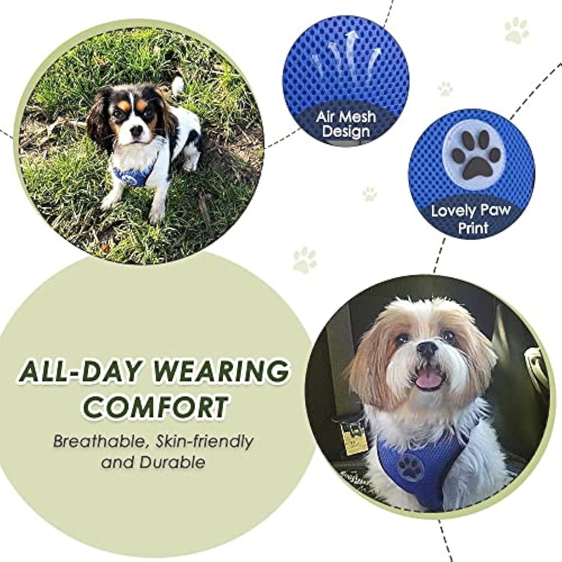 SlowTon Dog Car Harness Seatbelt Set, Pet Vest Harness with Safety Seat Belt for Trip and Daily Use Adjustable Elastic Strap and Multifunction Breathable Fabric Vest in Vehicle for Dogs