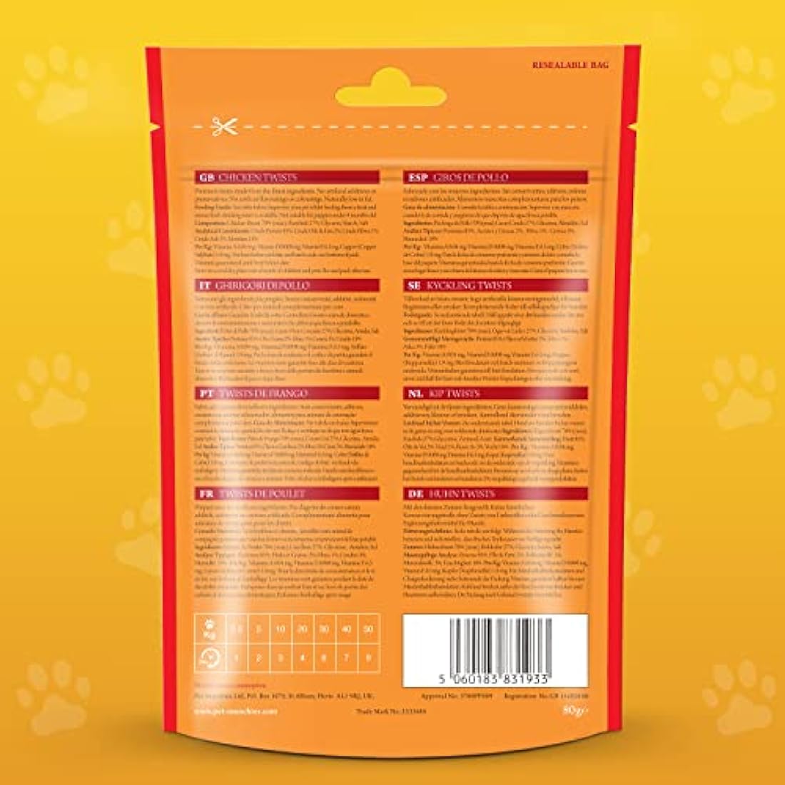 Pet Munchies Chicken Twists Dog Treats, Premium Grain Free Dental Sticks with Natural Real Meat, Low in Fat and High in Protein 80g (Pack of 8)
