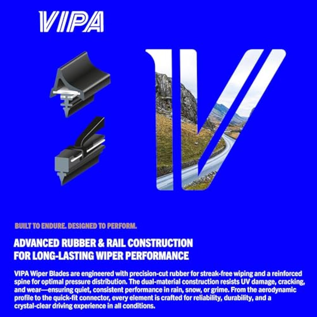 Vipa Car Parts Premium Wiper Blade Kit | Fits: HONDA CIVIC MK8 Hatchback (Oct 2005 to Dec 2012) | All-Weather Performance | Durable, Streak-Free Windshield Wipers | Easy Installation