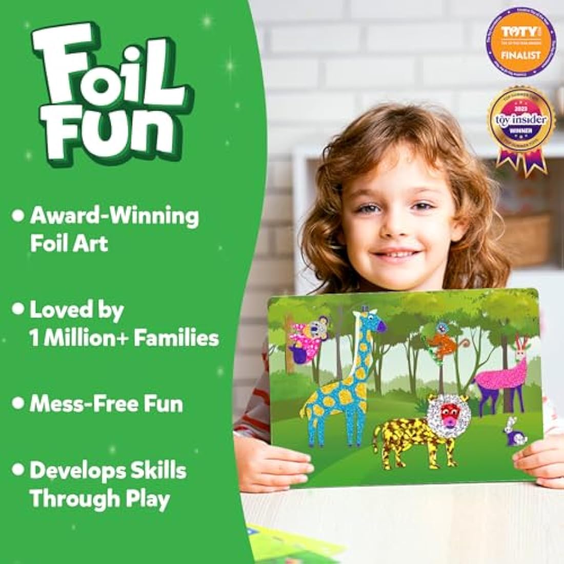 Skillmatics Foil Fun - Animals, No Mess Art for Kids, Travel Toys, Craft Kits, DIY Creative Activity, Gifts for Boys & Girls Ages 4, 5, 6, 7, 8, 9