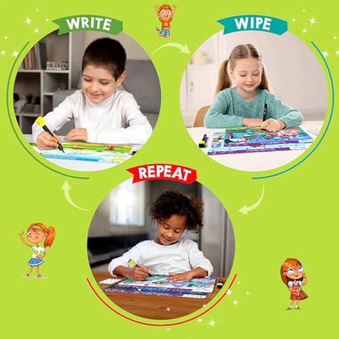Skillmatics I Can Write - Reusable Preschool Learning Activities, Educational Toy and Game, Back to School Supplies, Gifts for Students, Kids, Toddlers Ages 3, 4, 5, 6