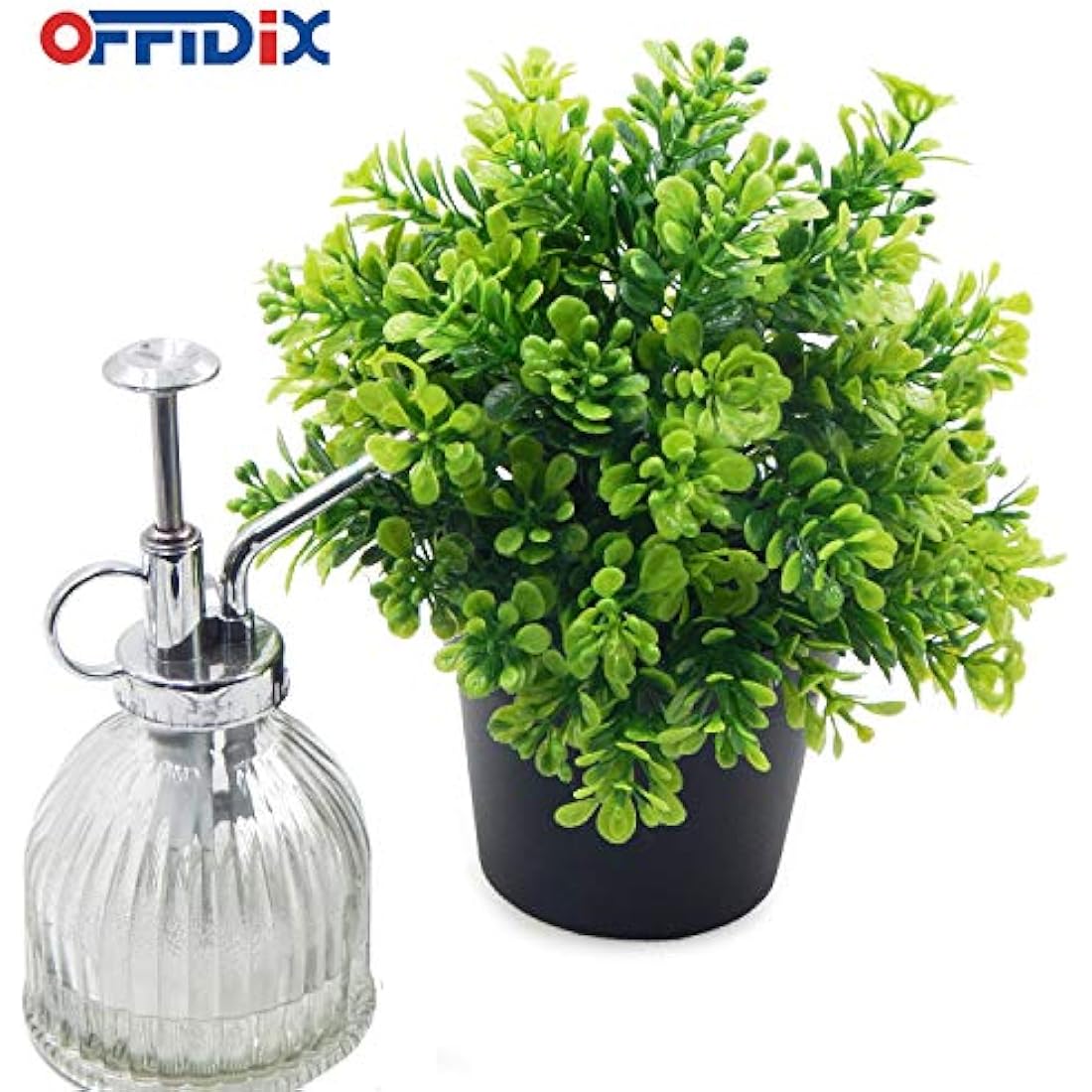 OFFIDIX Artificial Plants with Vase Mini Plastic Eucalyptus Plants for Home Office Decoration Faux Plastic Plants with Pots Fake Plant Indoor (Small Leaf)