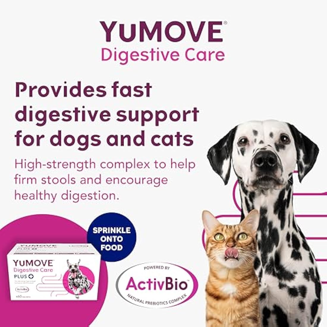 YuMOVE Digestive Care PLUS, Dogs & Cats Pre and Probiotics Supplement for Gut Health, Digestive Support Veterinary Strength with Fast-acting Ingredients, All Ages and Breeds, 6 Sachets