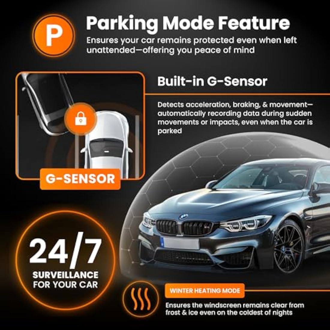 Road Angel Halo Drive 2K In Car Camera Dash Cam Front - Dashcam Front - Night Vision Dashcams for Cars - Car On-Dash Mounted Cameras with Supporting App, Black