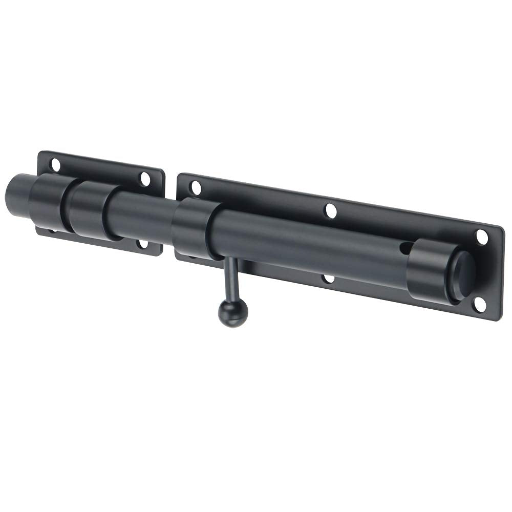 Sayayo Heavy Duty Slide Gate Latch Bolt Safety Door Lock with Padlock Hole 230MM Length, 19MM Dia Bar, SUS304 Stainless Steel Matte Black(Not Include