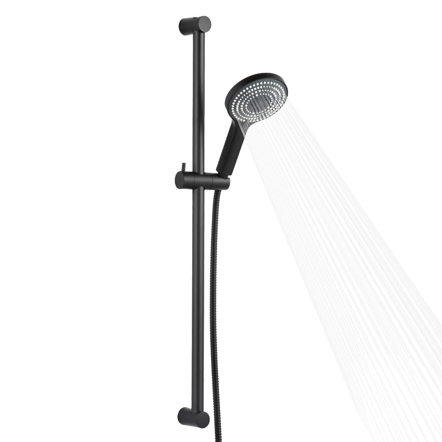 OFFO Shower Slide Bar with 6 Modes Shower Head Set, 1.5m Stainless Steel Hose,Adjustable 80cm Riser Rail and High Pressure Handheld Showerhead,Matte