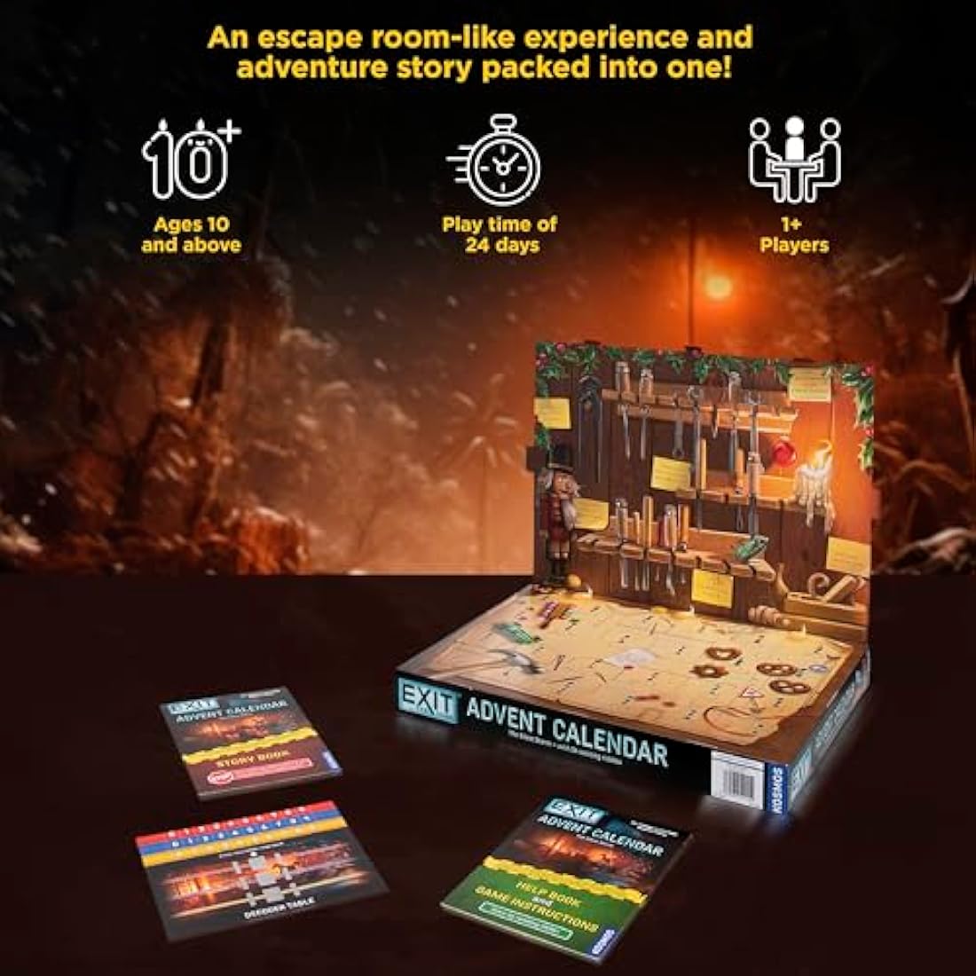 Thames & Kosmos EXIT: Advent Calendar - The Silent Storm, Escape Room Card Game, Family Games for Game Night, Holiday Season Games for Adults and Kids, For 1+ Players, Ages 10+