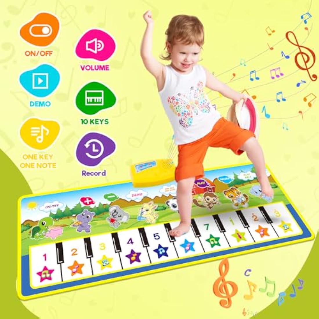m zimoon Kids Piano Mat, Piano Music Mat Dance Mats Touch Play Mats Floor Keyboard Musical Carpet Mat Gift Toys for 2 3 4 5 6 Years Old Kids Boys Girls Toddlers (100 × 36 cm)