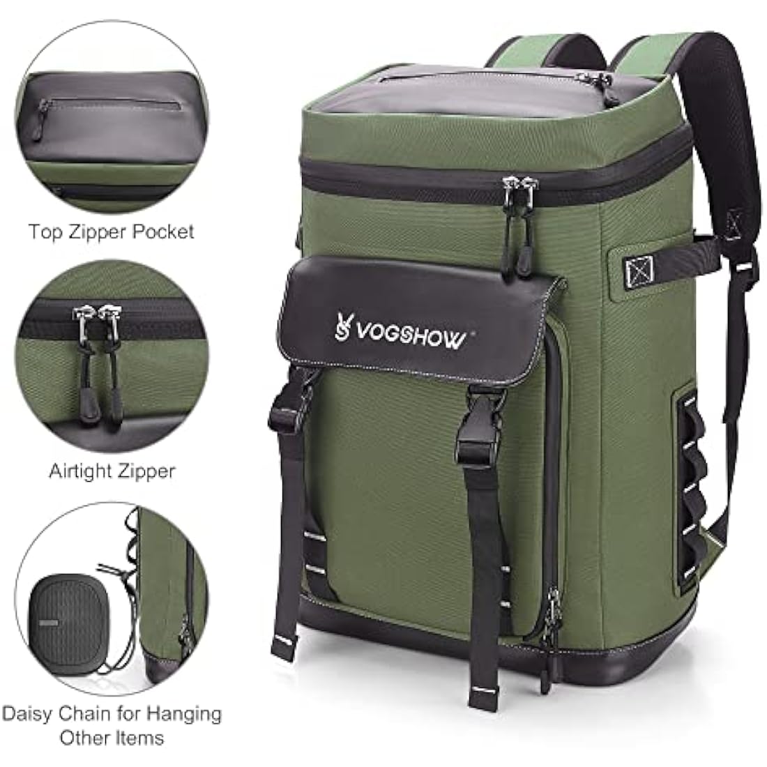 Vogshow 30L Cooler Bag Picnic Backpack Large Capacity Waterproof Cool Bag Rucksack Leakproof Insulated Backpack Cooler for Camping, Party, BBQ, Family Outdoor, Shopping, Beach, Fishing