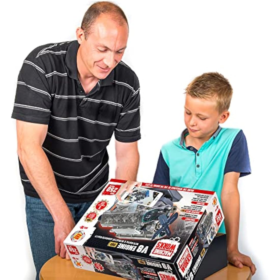 Machine Works Build Your Own V8 Engine Toy - Replica Model Building Kit - Features Augmented Reality, Sounds and Illumination, 4 Modes, 250+ Pieces, 10+ Years