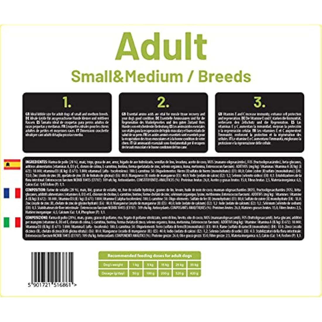 The Hunger of the Wolf Dry Dog Food - For Small or Medium Breeds, Vitamin C and E Formula with Chicken, Adult - 14 kg