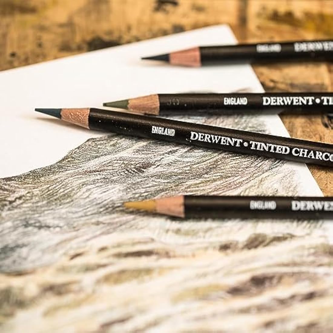 Derwent Tinted Charcoal Drawing Pencils, Drawing & Writing, Set Of 24, Watersoluble, Ideal For Blending & Smudging, Professional Quality, 2301691