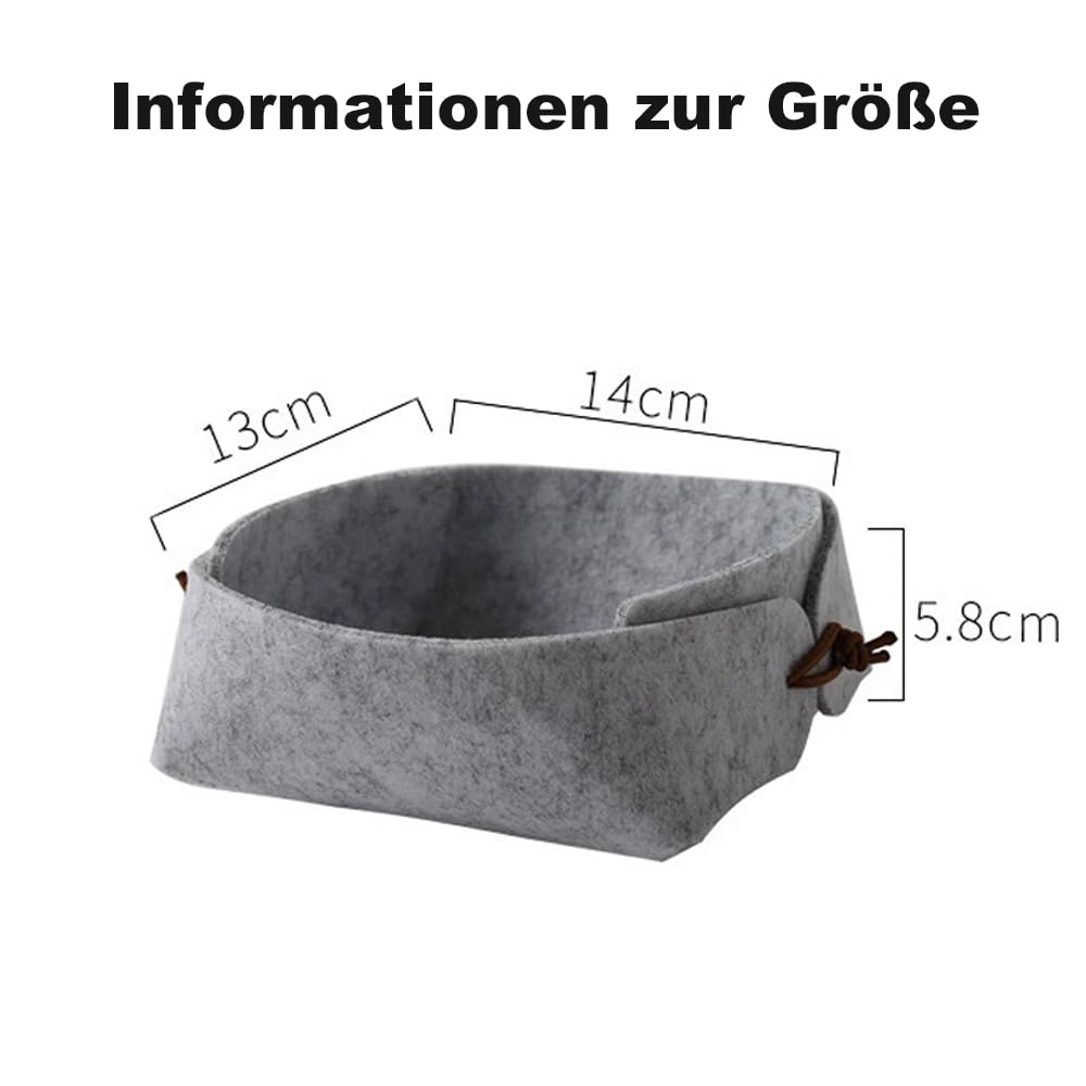 KOMUNJ Pack of 4 Foldable Small Storage Baskets, Felt Basket Storage Boxes, Foldable Felt Storage Baskets, for Remote Control, Keys, Snacks