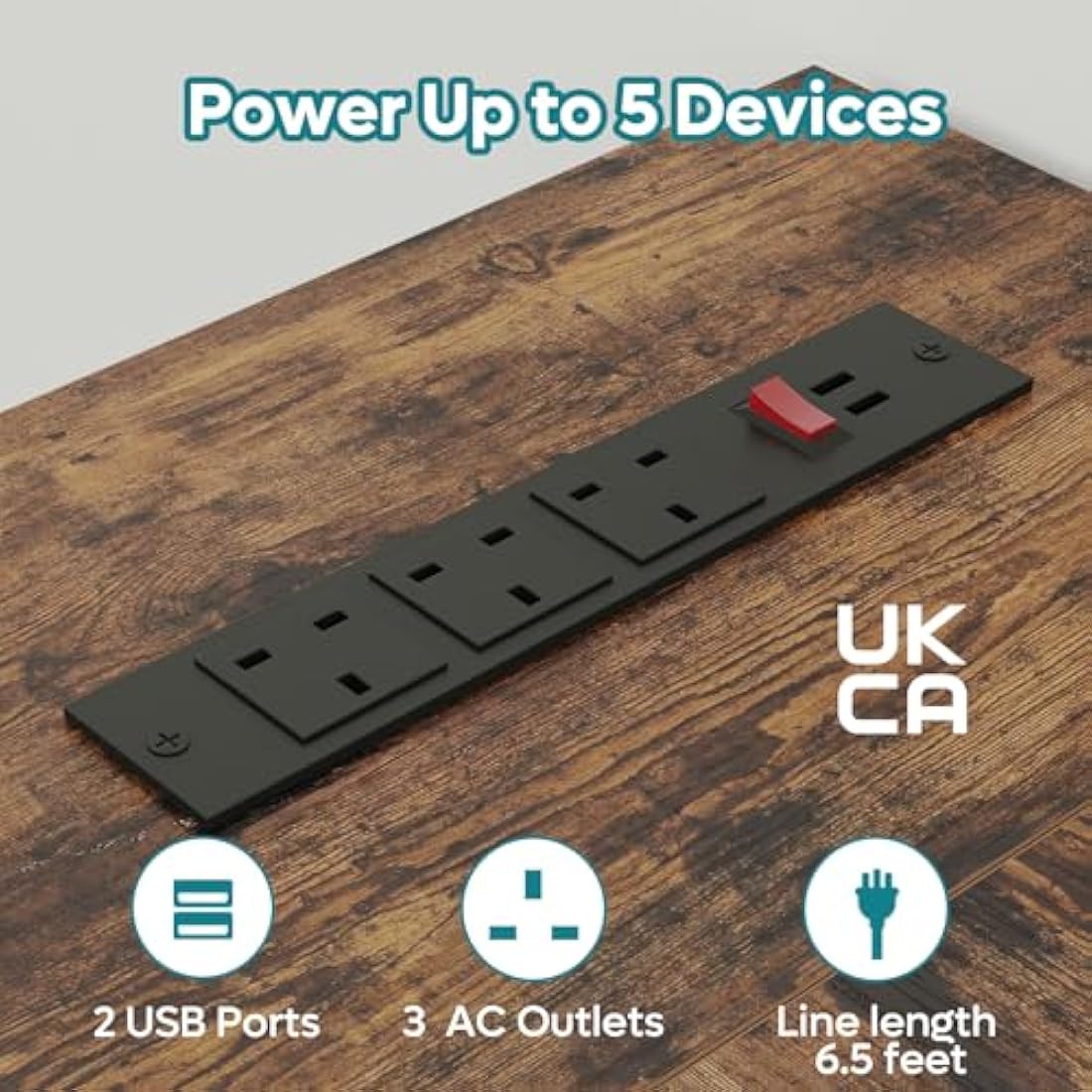 Bestier 132.5CM L-Shaped Desk with 3 Power Outlets & 2 USB Ports, LED Strip Lights – Reversible Corner PC Workstation with Shelves & Hooks for Home Office & Bedroom