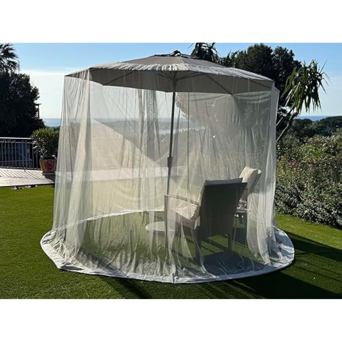 Mosquito Net for Umbrella 9.2 FT | Large Sizes & Fabric Designed for Outdoors | Insect House Screen Netting for Patio, Porch & Garden Terrace | Outside Canopy Bug & Fly Protection Enclosure