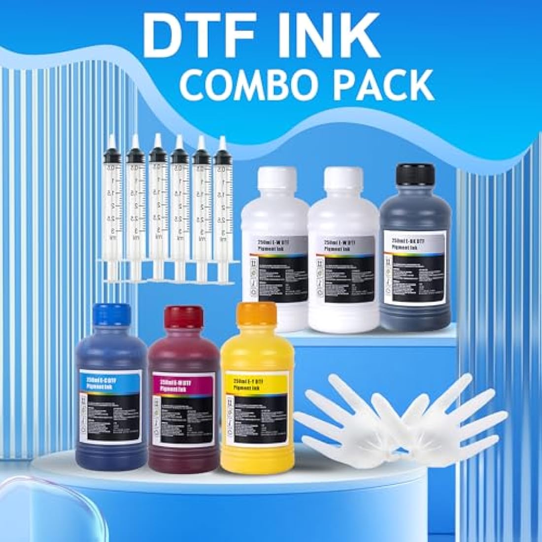 LCL 1500ML Premium DTF Ink Refill for Inkjet Printers Heat Transfer Film Printing (250ml x 6 CMYK 2Wh) Replacement for Epson L800L1800 L805 R1390 4720 I3200 XP600 DX7 DX5 5113 1430 TX800P400 P408 P640