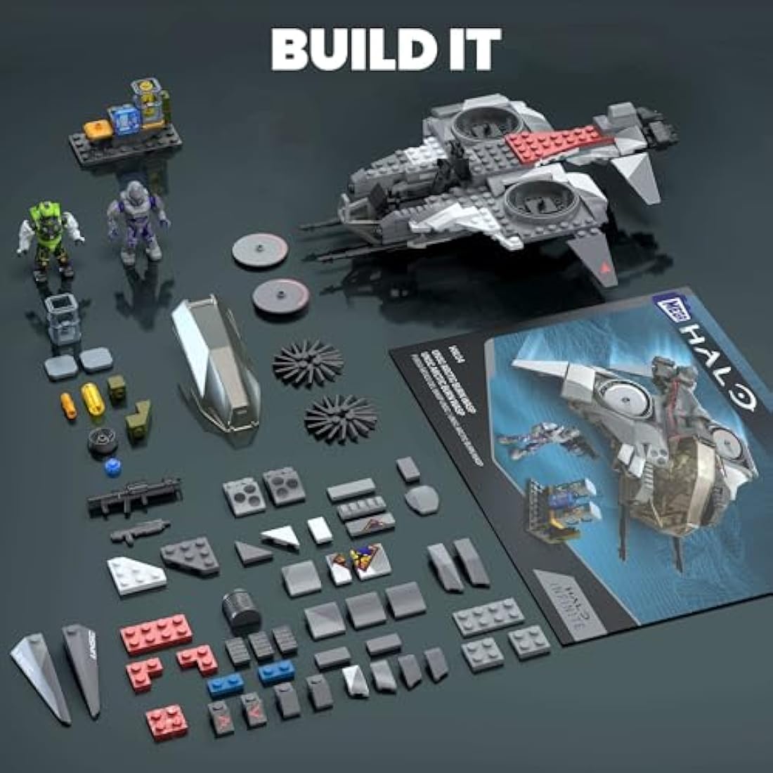 Mega Halo Action Figure Building Toy, UNSC Arctic Burn Wasp with 342 Pieces and 2 Poseable Figures, for Collectors