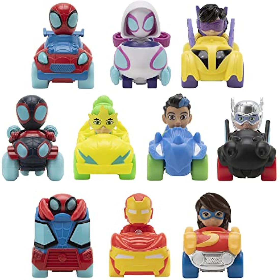 SPIDEY AND HIS AMAZING FRIENDS Marvel's 10 Pack-Ten 2-Inch Amazing Mini Vehicles-Toys Featuring Your Friendly Neighbourhood Spideys