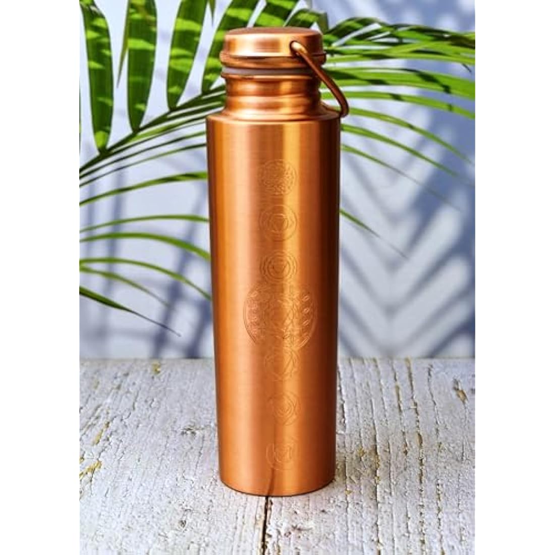 Copper Bottle 7 Chakra 100% Pure Copper and carry bag/Water Bottle/1000ml/Meditation/Gym/Yoga from India (Matt finishing)