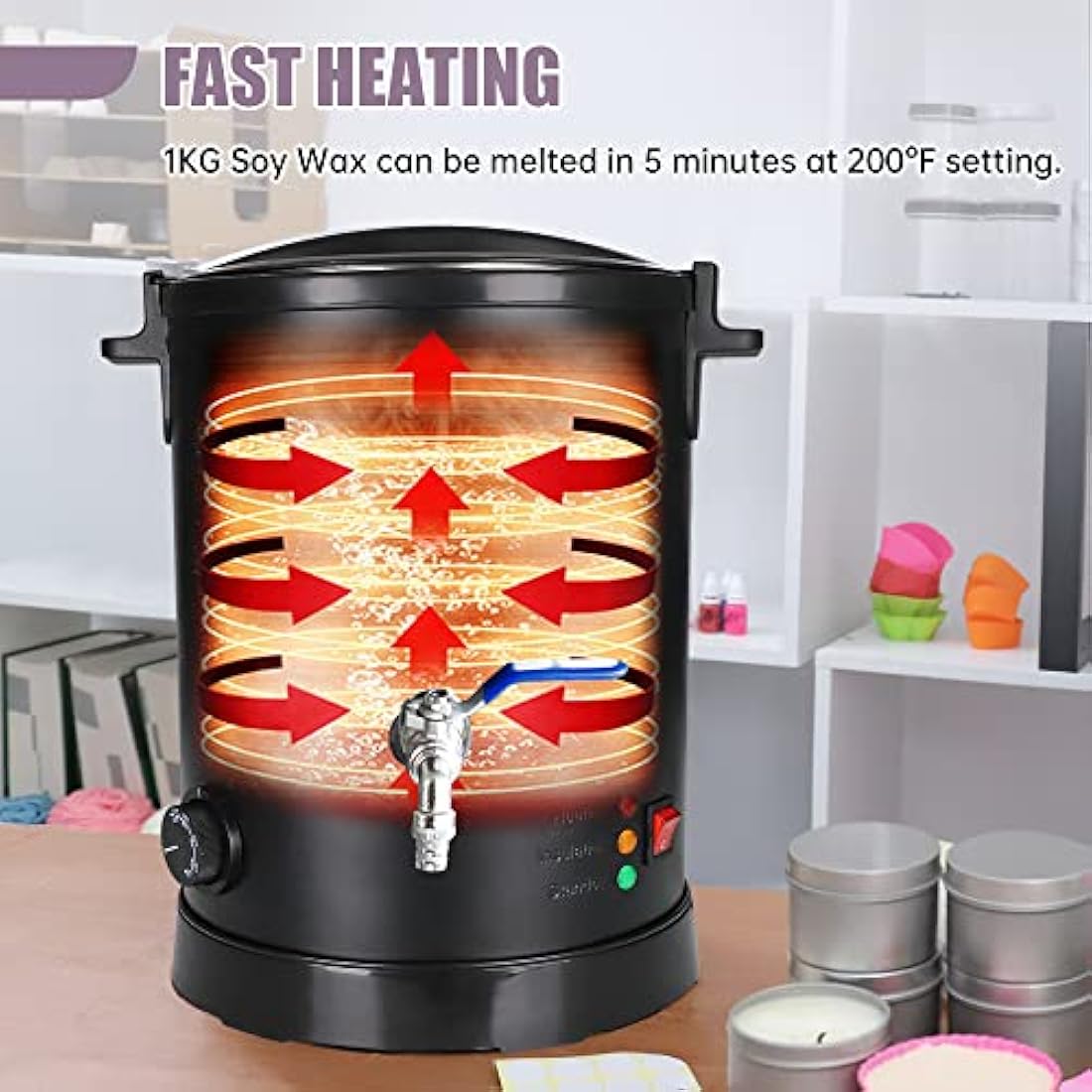 TOAUTO Candle Making, Electric Wax Melting Container Holds 8L Melted Wax with Heating Core Spout & Bottom Design for Commercial Candle Business
