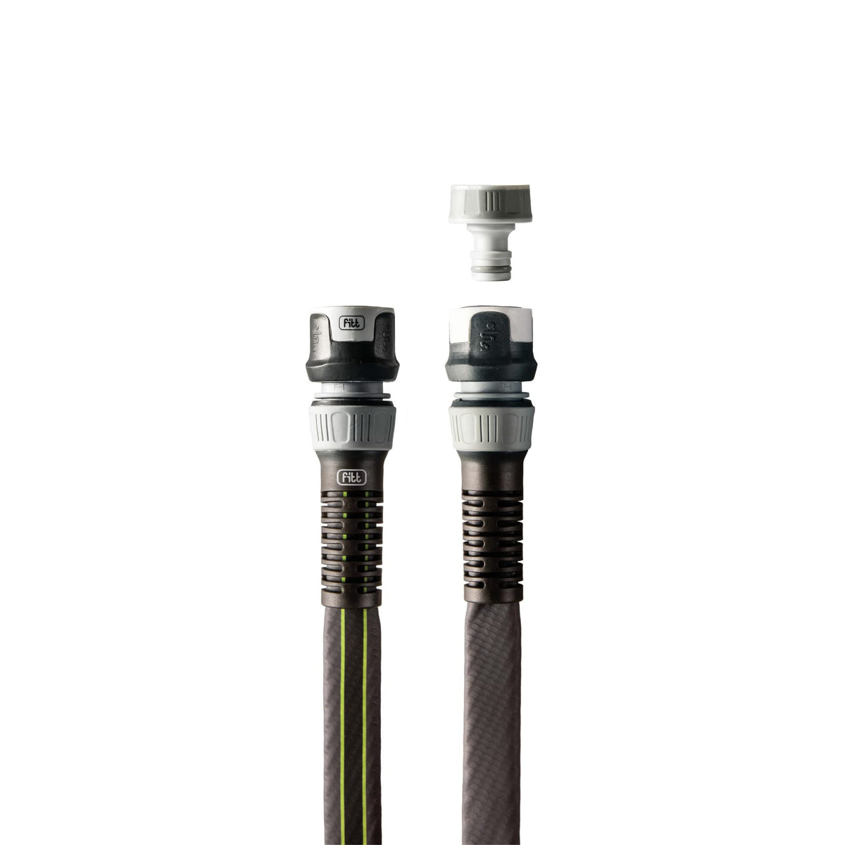 FITT Force 5/8" 20m, Garden Water Hose for Irrigation, Compact, Light and Resistant for Intensive use, with Multi-Jet Gun, Grey with Green Stripes