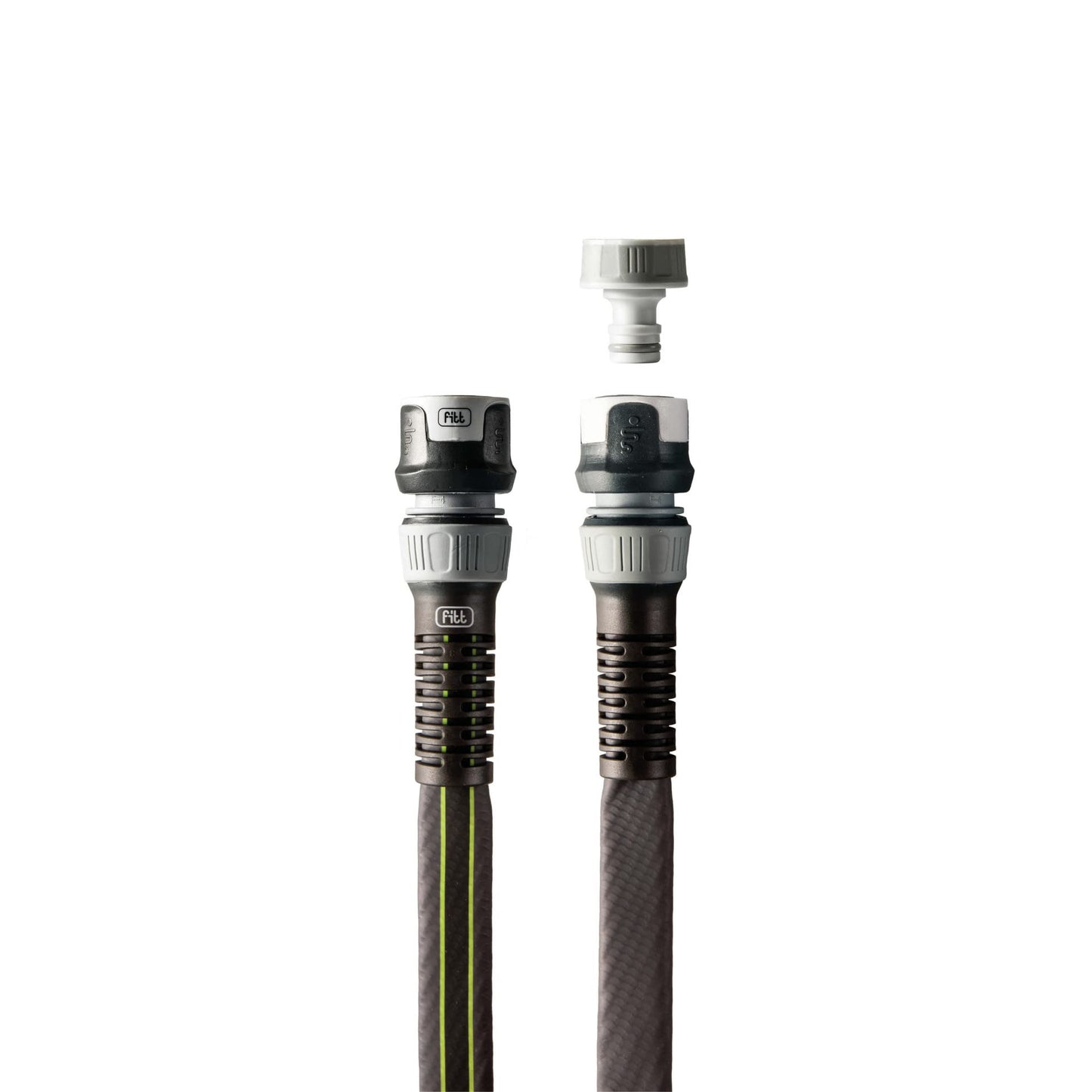 FITT Force 5/8" 25m, Garden Water Hose for Irrigation, Compact, Light and Resistant for Intensive use, with Multi-Jet Gun, Grey with Green Stripes