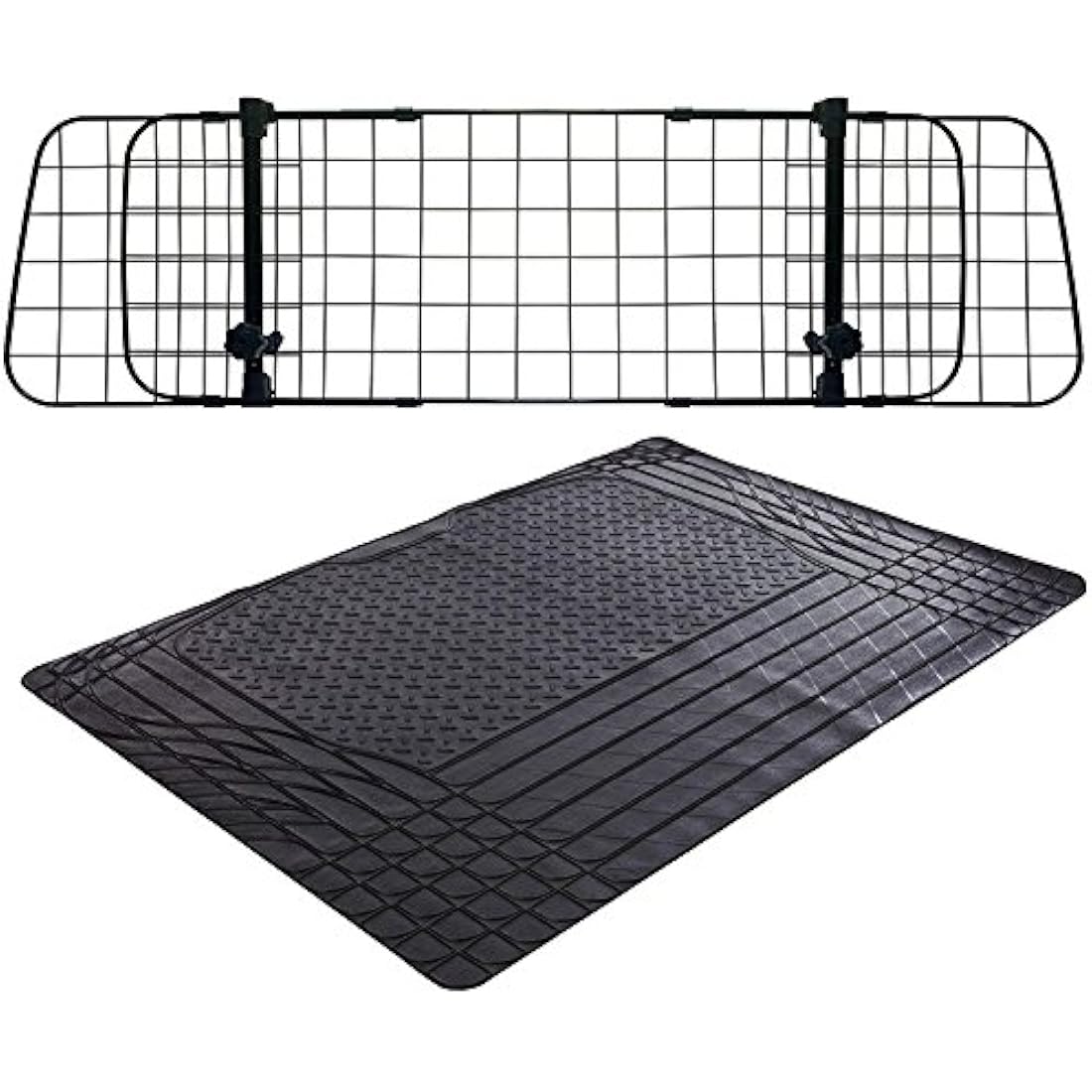 XtremeAuto® Universal Heavy Duty Waterproof Rubber Car Boot Liner Mat & Mesh Grill Dog Barrier Guard