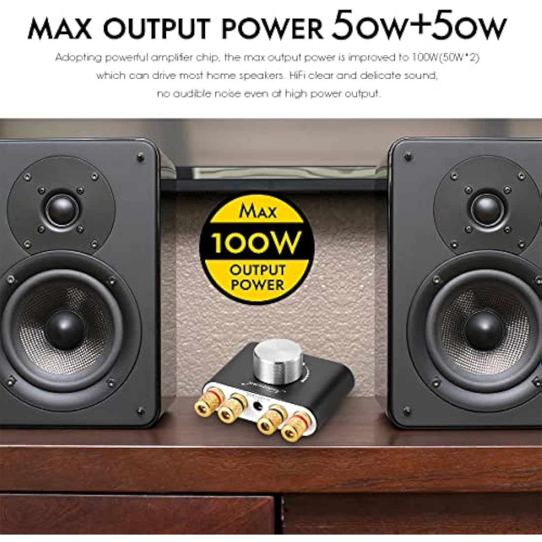 Nobsound Mini Bluetooth Power Amplifier Stereo Hi-Fi Digital Amp 2.0 Channel 50W×2 with AUX/USB/Bluetooth Input Wireless Audio Receiver PC Sound Card with Power Supply (Black)