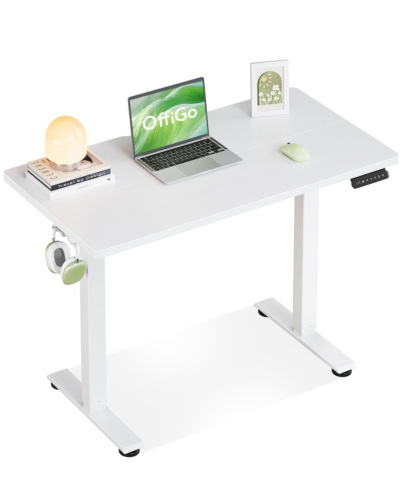 OffiGo Standing Desk, Small Height Adjustable Desk with 3 Memory Heights