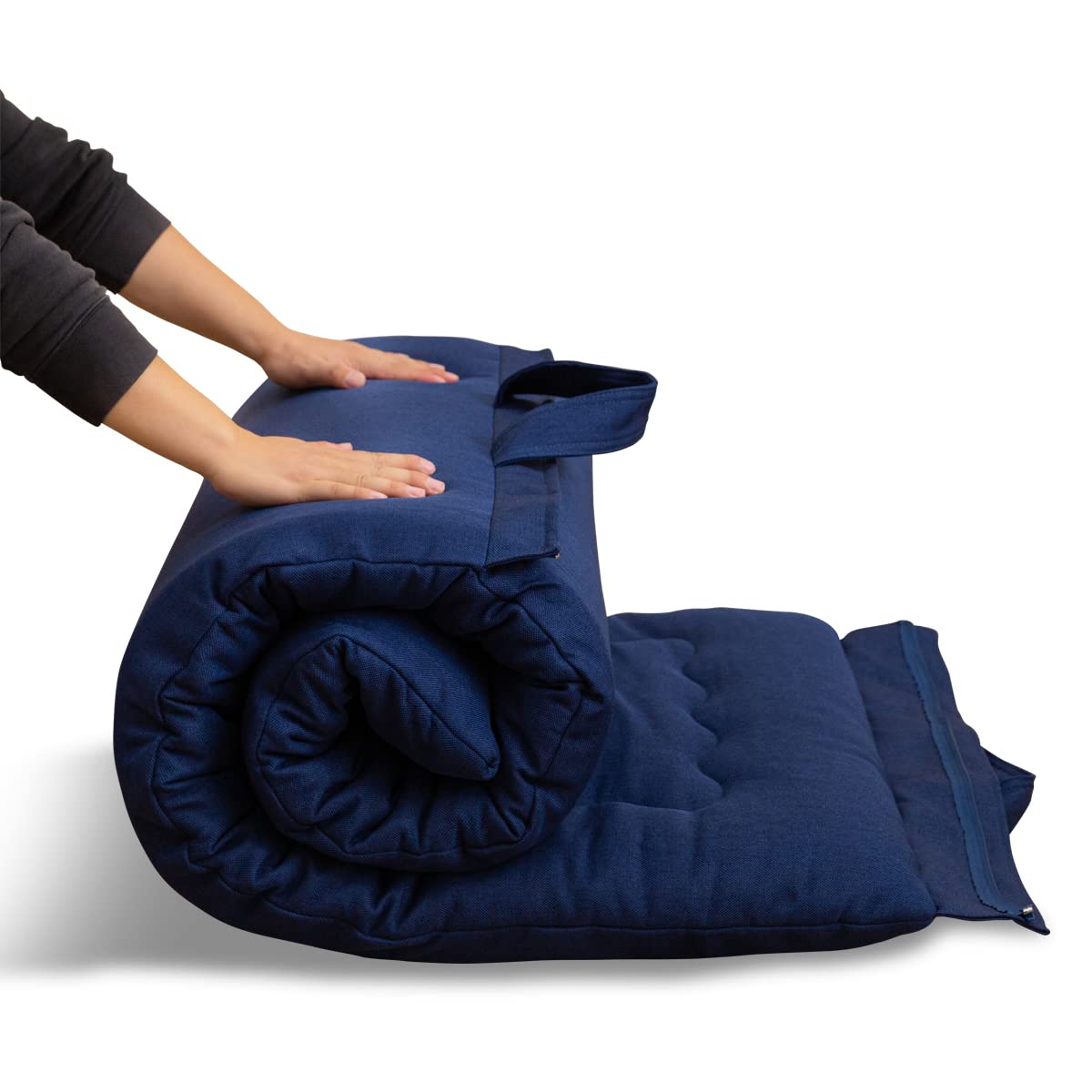 MAXYOYO Portable Foldable Futon Mattress, Hypoallergenic Fabric and Thick Foam Mattress Pad with Handle and Zipper for Outdoor Indoor Camping Guest