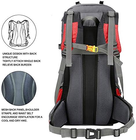 Bseash 60L Waterproof Hiking Camping Backpack with Rain Cover, Lightweight Outdoor Sport Travel Daypack Rucksack for Climbing Skiing