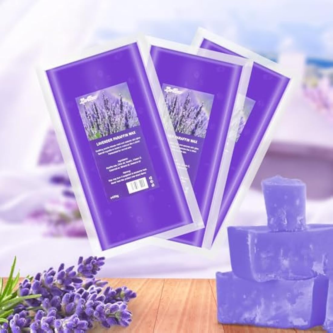 AYITOO Paraffin Wax Lavender 2700g, Paraffin Wax for Hands and Feet Aesthetic Treatments Moisturizing Deeply Hydrates, Paraffin Wax Block Set 450 x 6 pcs for Family, Elderly