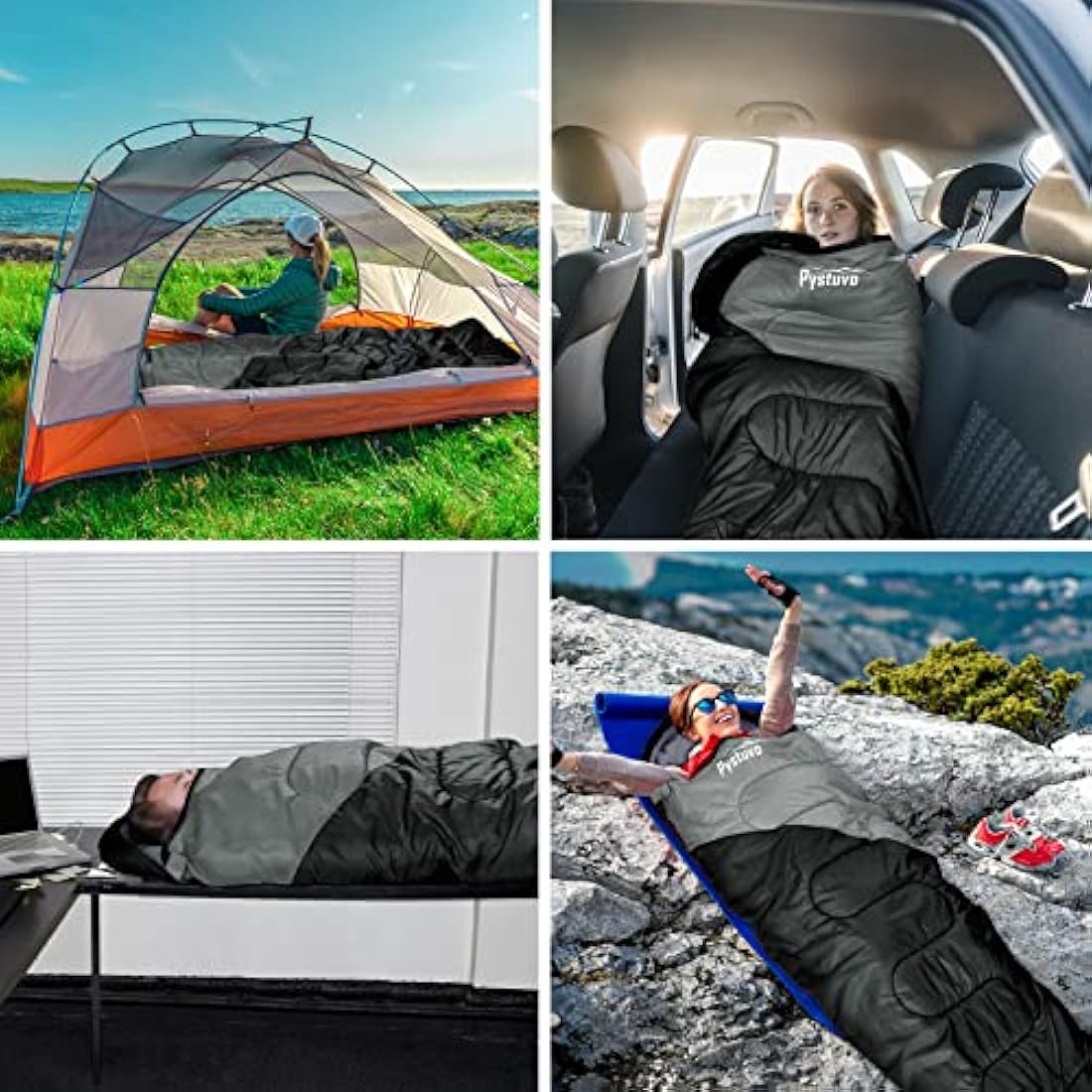 Pystuvo Sleeping Bag for Adults,4 Season Sleeping Bag,Lightweight,Waterproof Indoor & Outdoor Use,Comfortable Sleeping Sackfor Kids,Teens & Adults for Hiking,Backpacking and Camping