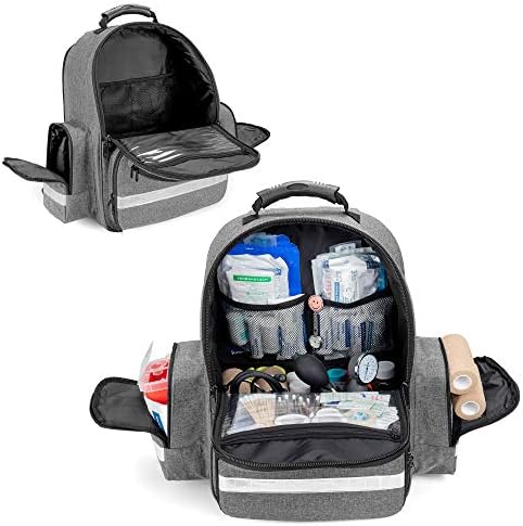 Trunab First Responder Bag Trauma Backpack Empty, Medical Emergency Kits Storage Jump Bag Pack for EMT, EMS, Police, Firefighters, Safety Officers - Patented Design