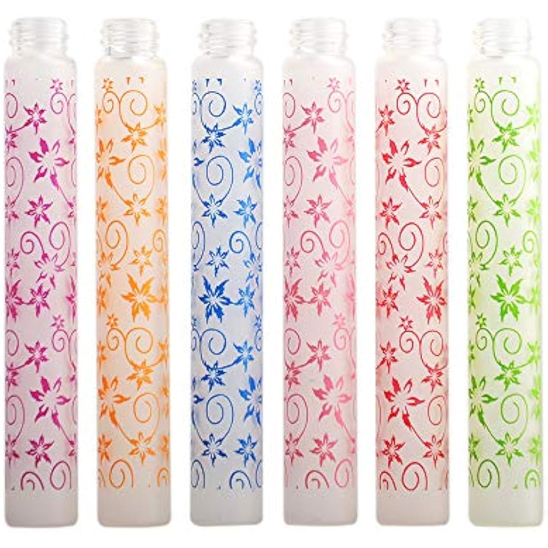 Enslz 6 Pcs 10ml Flower Print Matte Refillable Empty Travel Glass Perfume Spray Bottle Atomizer Pump Sprayer Bottle Set