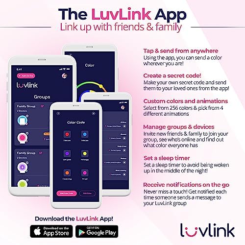 LuvLink Friendship Lamp v2 Extended WiFi Range - Simple Bluetooth Setup (Set of Four)