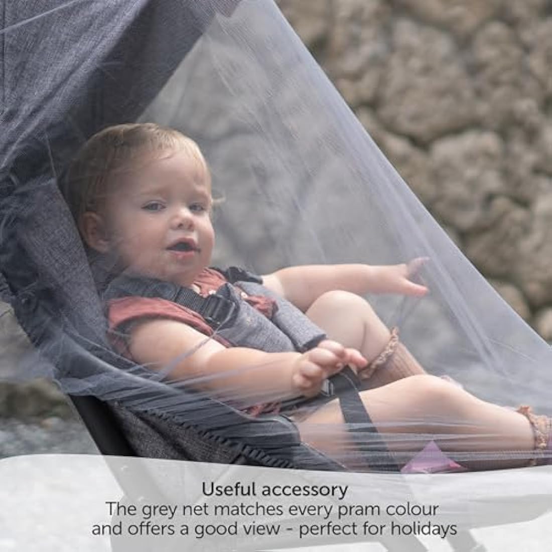 Zamboo Universal Mosquito Net for Pushchair, Pram, Buggy, Carrycot and Travel Cot | Washable and Durable Fine Mesh Insect Protection Netting - Grey