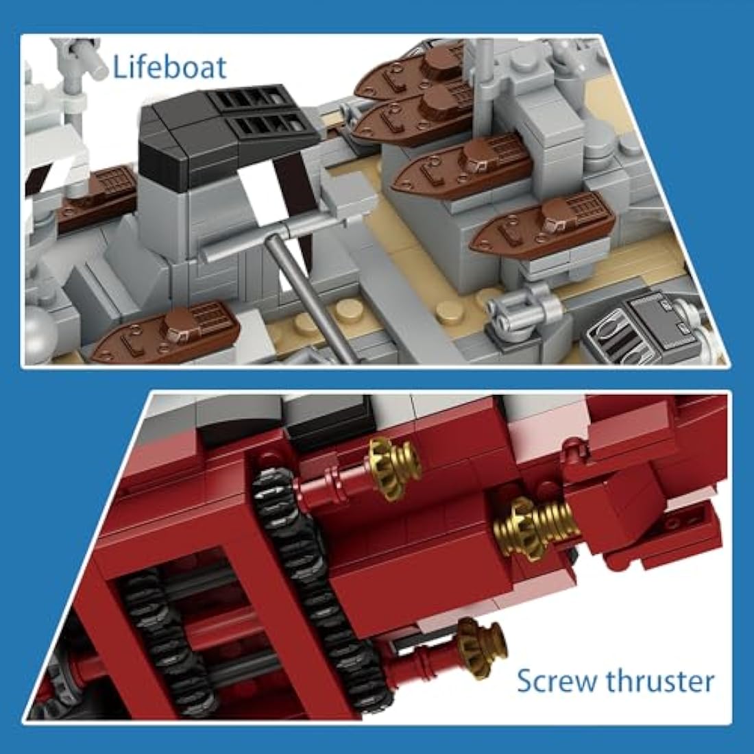 MISINI Technik FC4201 German Battleship Bismarck Clamping Blocks, 2081 PCS/MOC Large WWII German Military Warship Marine Battleship Model for Adults, Compatible with Major Brands