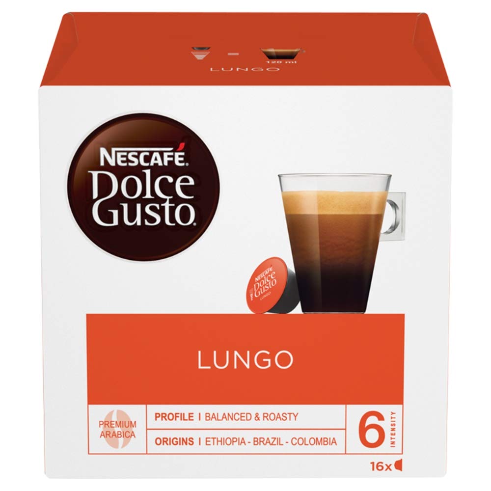 NESCAF? Dolce Gusto Lungo Coffee Pods, 16 Capsules (Pack of 3, Total 48 Capsules, 48 Servings)