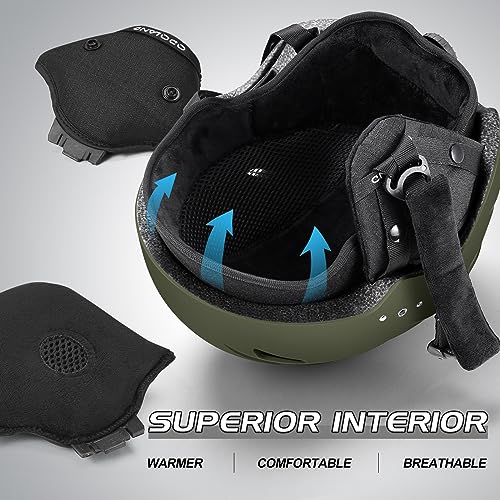 Odoland Ski Helmet with VLT 18% Lens Visor Great for Skiing, Light Weight and Adjustable Ventilation Advanced Competition Snow Helmet with Warm Fluffy