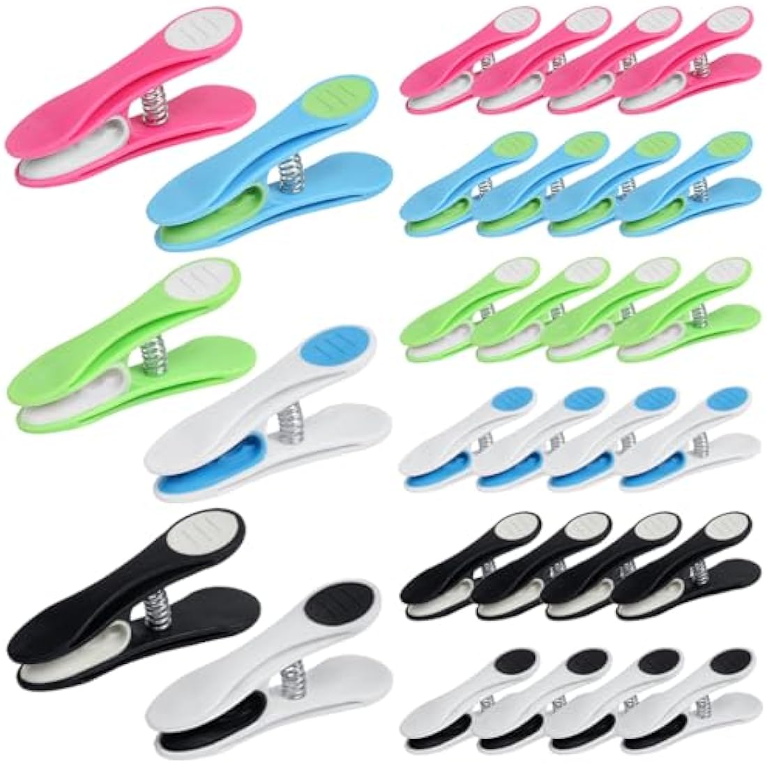 SWKJ Clothes Pegs, 30Pcs Non-Slip Laundry Pegs for Washing Line, Multicolor Heavy Duty Minky Pegs with Soft Grip Cushioned Clip for Home