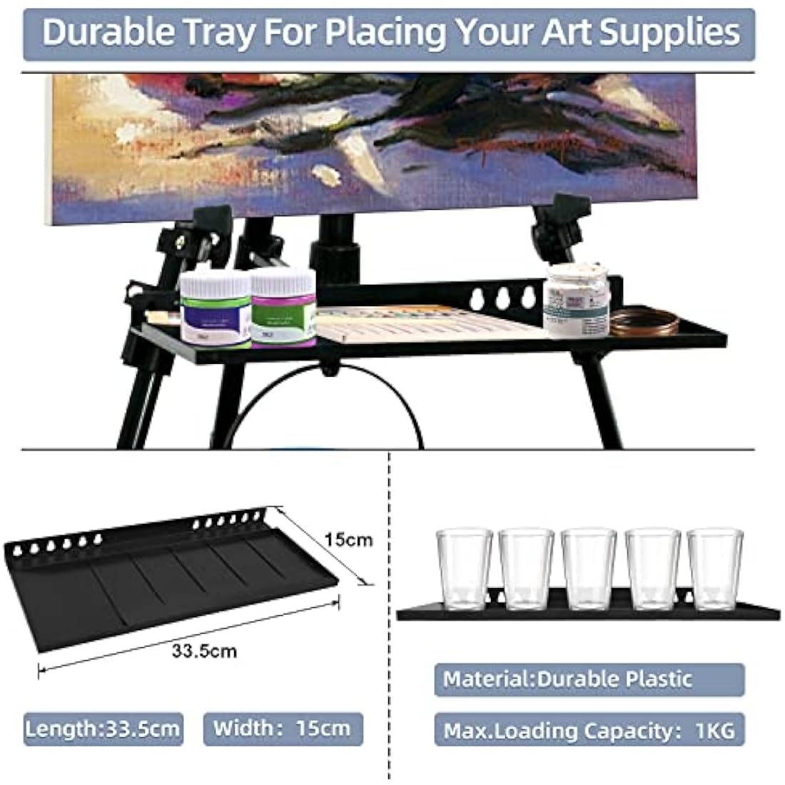 STANDNEE Painting Easel for Adults - Adjustable Artist Easel Stand 50-155cm, Aluminium Tripod with Folding Legs & Portable Bag, Art Display Easel for Canvas Studio, Home Use (Black)